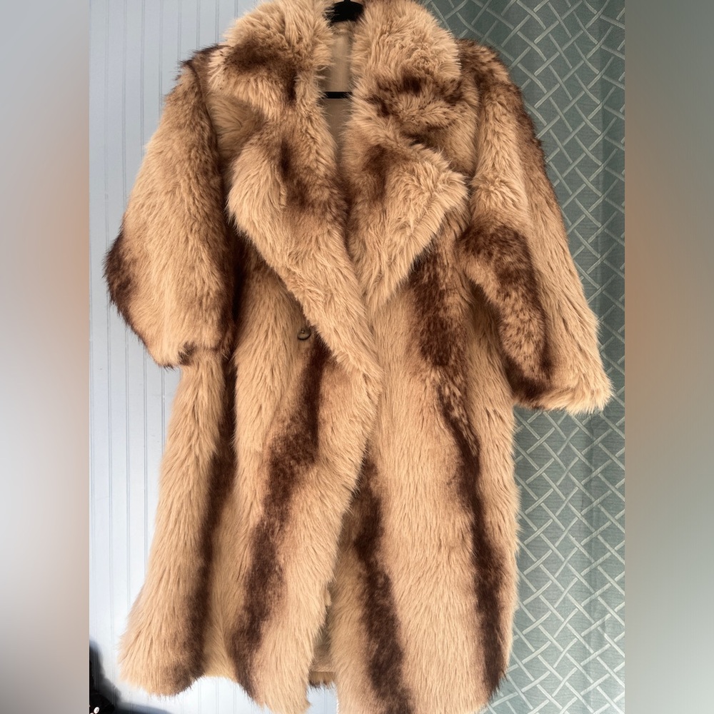 Winter faux fur animal print jacket